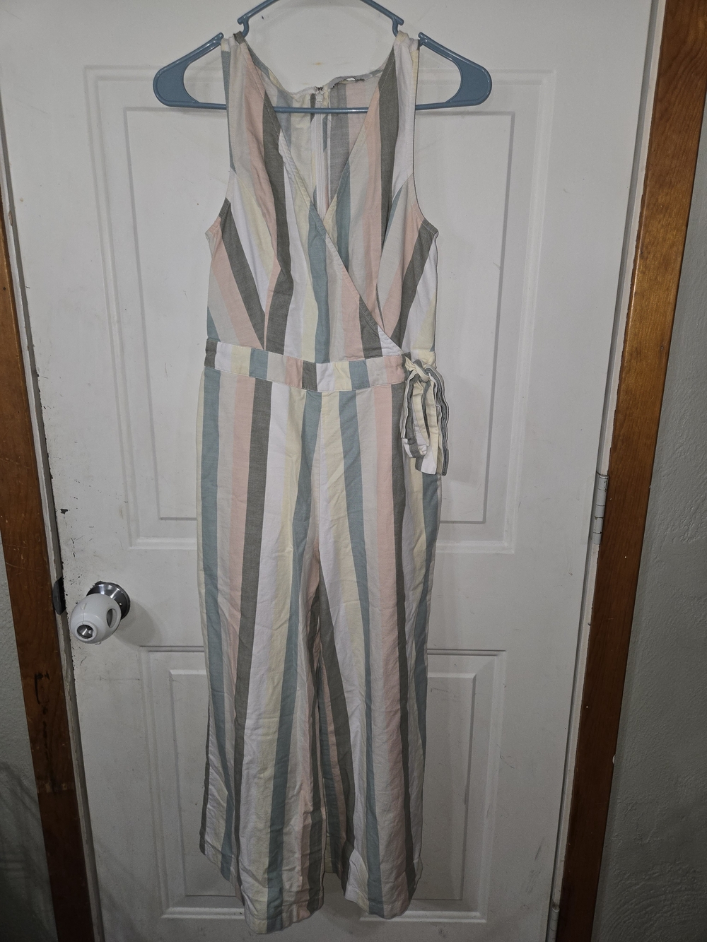 Lucky Brand Pastel Stripe Sleeveless Jumpsuit in Mint, Pink & Cream